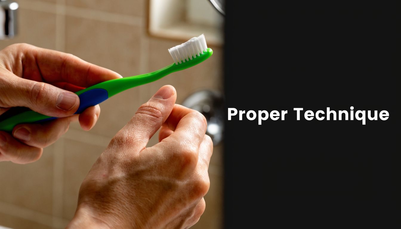 A close up view of a person preparing a toothbrush for proper oral hygiene technique.